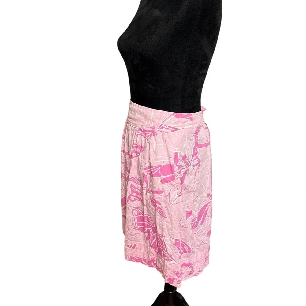 Lilly Pulitzer Pink Butterfly Skirt Size 8 Resort Preppy Cotton
